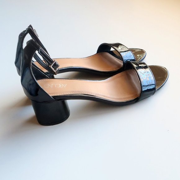 Abound Black Patent Leather Round Block Heels / Sandals / Soes Size 8 - Picture 15 of 15
